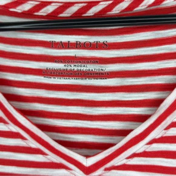 Talbots Red and White Striped T-Shirt - Picture 3 of 3